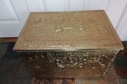Vintage Brass on Wood Fireside Log &amp; Turf Storage Box