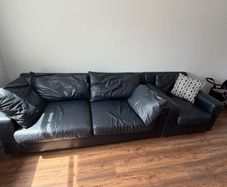 Free Black 3-Seater Leather Sofa + Matching Armchair