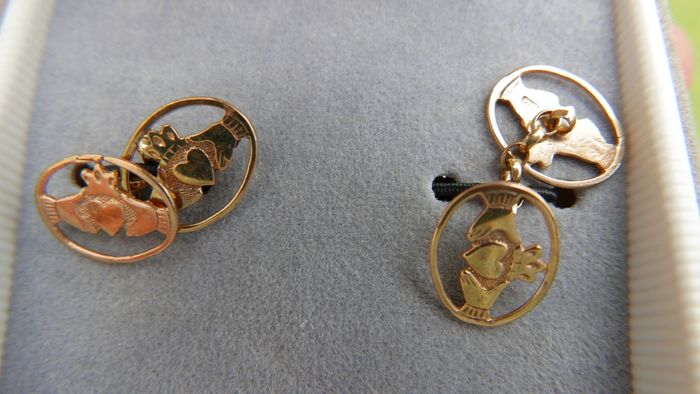 Pair Of Antique Irish 9c Gold 375 Cufflinks 2,2g