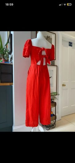 & Other Stories red linen jumpsuit