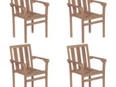 Stackable Garden Chairs 4 pcs Solid Teak Wood