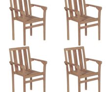 Stackable Garden Chairs 4 pcs Solid Teak Wood