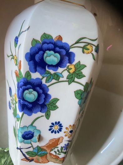 Aynsley Marlina 7" Bone China Floral Vase Flower English Cottage Blue White