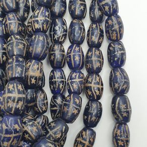 Vintage Handmade Decorated African Style Glass Beads Strands 20 inches