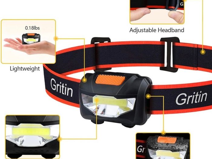 LED Head Torch, [2 Pack] COB Headlamp Super Bright Headlight, Adjustable with 3 Modes, Lightweight for Running, Camping, Fishing (FREE POSTAGE)