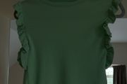 Sage Green Ribbed Sleeveless Top with Ruffle Details