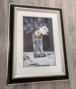 Framed Manet Print - Lilacs and Roses - 30in x 23in