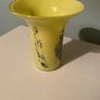 Yellow and blue Vintage hand blown  glass vase Image 3