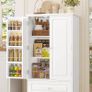 Kitchen Cupboard Tall Kitchen Cabinet Pantry Cupboard with 2 Doors Storage Free Standing Sideboard Storage Cabinet, 2 Drawers, Adjustable Shelves 60x40x120cm White Image 8