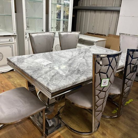 Marble Kitchen Dining Table With 6 Chairs