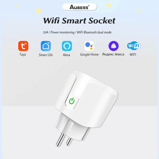 Smart Socket EU 16A AC100-240V Wifi Smart Plug Power Outlet, Alexa Google Home Voice Control, For Tuya Smart Life APP