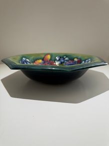 Rare Walter Moorcroft. Orchid Octagonal Footed Bowl. c.1950