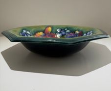 Rare Walter Moorcroft. Orchid Octagonal Footed Bowl. c.1950