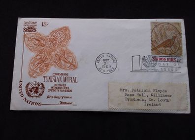 United Nations Stamps : Commemorating The Tunisian Mural , First Day Cover - 1969