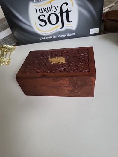 Carved wooden trinket box