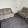 Amazing Hailey Beige & Slate Grey Fabric Recliner Sofa Image 4