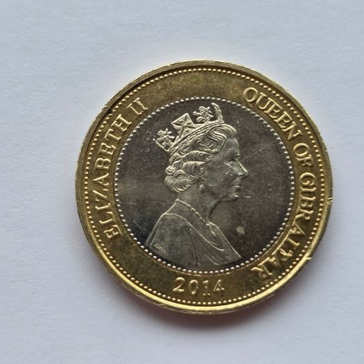 Gibraltar 2 Pound Coin Dolphins 2014 Rare UNC