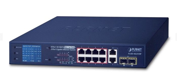 Planet FGSD-1022VHP Gigabit TP/SFP PoE Switch New