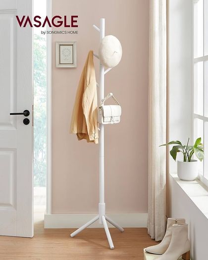 NEW SALE | Standing Coat Rack, Solid Wood Coat Rack, Tree-Shaped Coat Rack with 8 Hooks, 3 Height Options