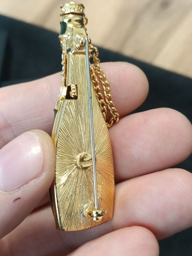 Vintage RJ Graziano Grand Night Popping Champagne Bottle Brooch