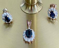 Vintage Sapphire and Silver Pendant and Earrings