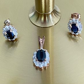 Vintage Sapphire and Silver Pendant and Earrings