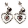 925 Sterling Silver & Garnet Textured Heart Stud Earrings Image 4