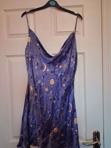 Purple sun moon stars slip dress