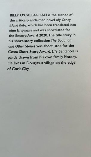 Life Sentences by Billy O'Callaghan