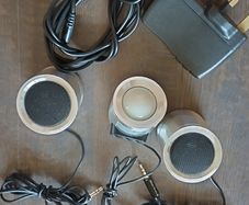 Vintage "Music Studio" Stripy Audio Digital Desktop Speakers (Complete Kit)