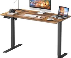 SALE Electric Standing Desk Height Adjustable 120x60cm Sit to Stand Desk Stand up Desk Computer Work Desk for Home Office Black Frame/Rustic Brown Table Top