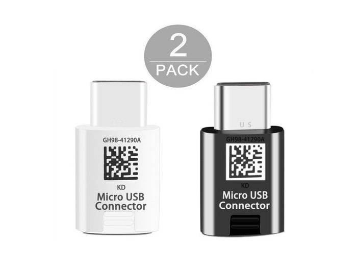 2 x Genuine Samsung Micro USB (Female) to USB-C (Male) QC 3.0/2.0 Charger & Sync Convertor Adapter (Black & White) (Brand New/Warranty)