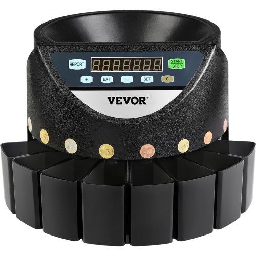 Euro Coin Counter Sorter 500-1000 Coins Electronic Automatic EUR Coin Counting Machine 300 Coins Per Minute with 8 Coin Drawers for School Shop Bank (FREE SHIPPING)