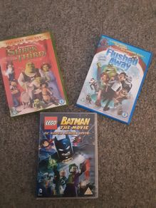DVD's Movies x 3 .. (1) Lego Batman .. (2) Shrek the Third .. (3) Flushed Away .. Price Drop