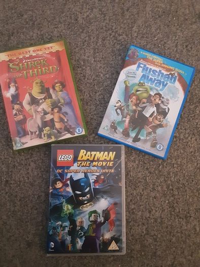 DVD's Movies x 3 .. (1) Lego Batman .. (2) Shrek the Third .. (3) Flushed Away .. Price Drop