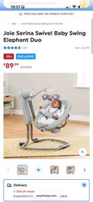 Joie Serina Swivel Baby Swing Elephant Duo
