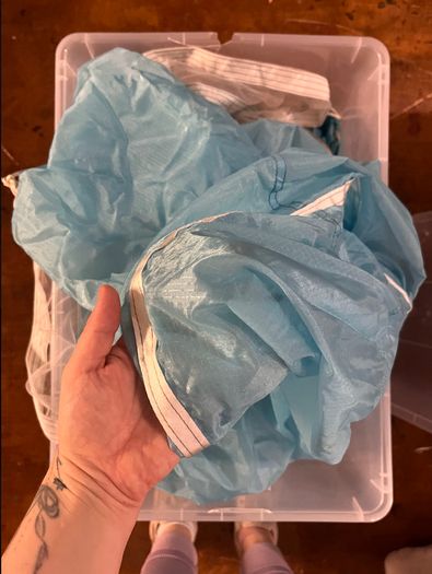 Large Sheer Draping & Blue/White Airscape Fabric Lot