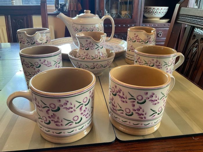 Nicholas Mosse lavender collection from Washington creek . Mugs, jugs , tea pot and platter .pricing the mug fir this ad