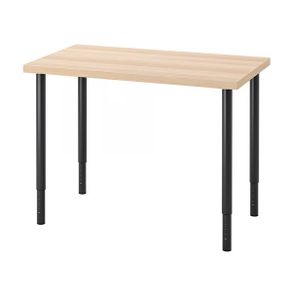 IKEA Desk, white stained oak effect/black