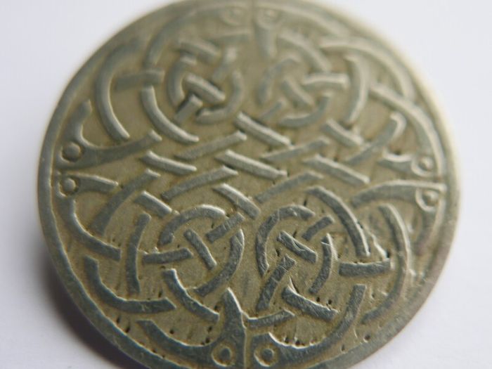 Vintage Brooch Celtic Design Scottish  Pewter Pin Brooch