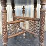 vintage Handcrafted Moroccan Brass Tray Table: Foldable Wooden Stand Image 3