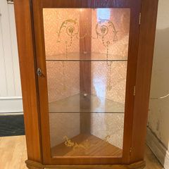 vintage corner display cabinet