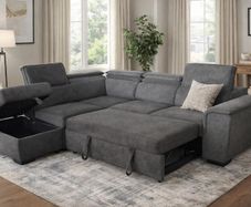 New Prague Grey Fabric Sofa Bed With Storage