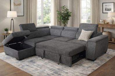 New Prague Grey Fabric Sofa Bed With Storage