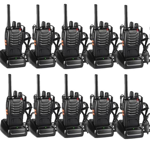 10pcs Two-Way Radio Walkie Talkies-Long Range Walkie Talkie 16CH Single Band LED Light Voice Prompt with Original Earpieces for Field Survival Biking and Hiking (FREE POSTAGE)