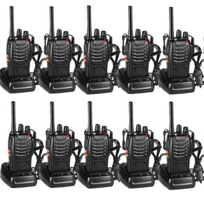 10pcs Two-Way Radio Walkie Talkies-Long Range Walkie Talkie 16CH Single Band LED Light Voice Prompt with Original Earpieces for Field Survival Biking and Hiking (FREE POSTAGE)