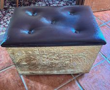 Antique Coal Box with Brown Cushion Lid