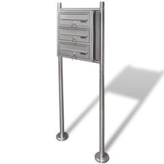Triple Mailbox on Stand Stainless Steel