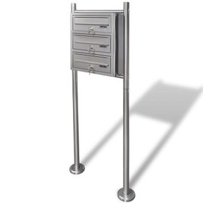 Triple Mailbox on Stand Stainless Steel