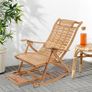Heavy Duty Bamboo Rocking Chair Adjustable Lounge Recliner Leisure Living Room Image 5